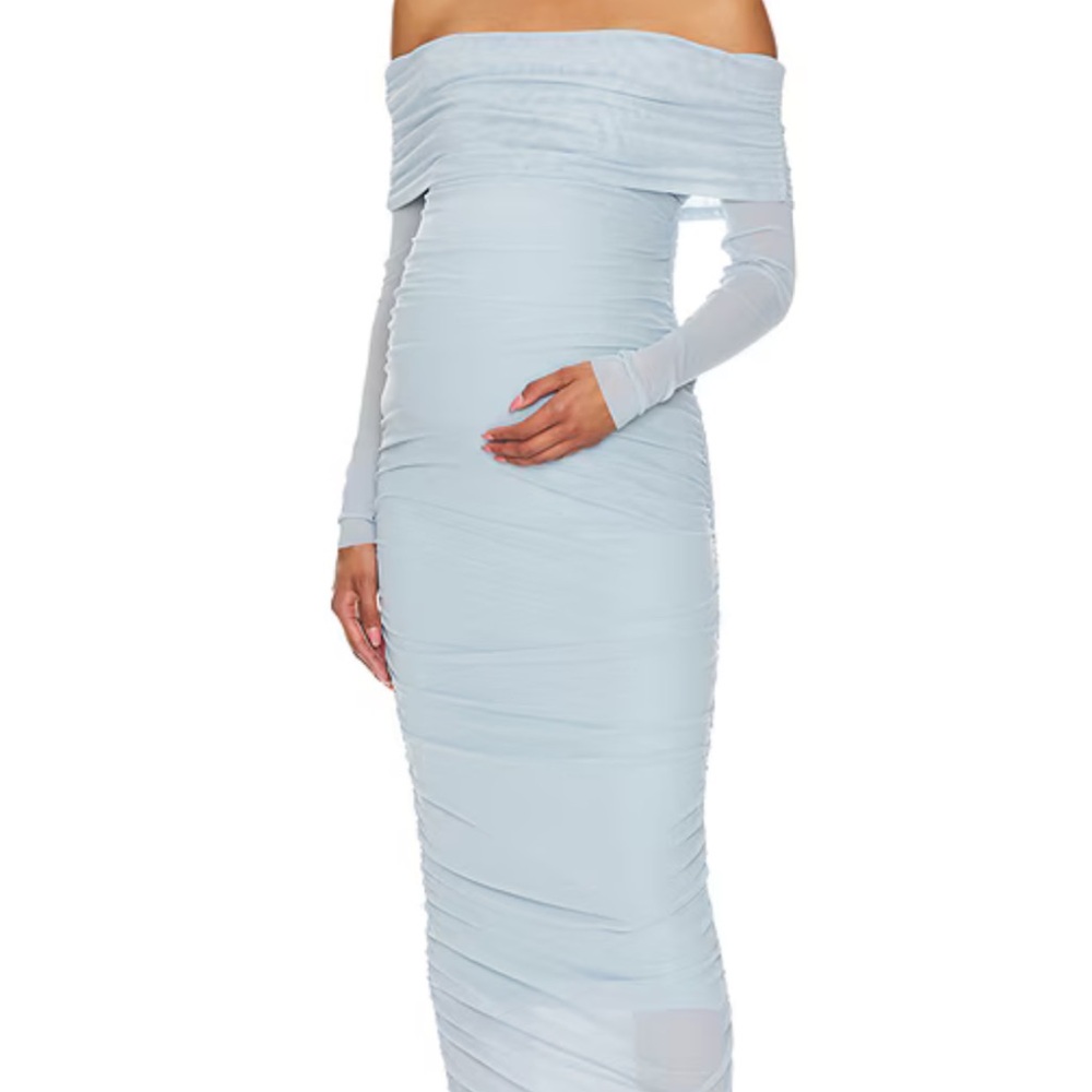 Elegant Off-Shoulder Light Blue Dress